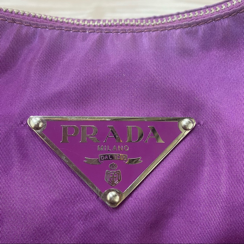 100% Authentic Prada purple nylon baguette mini bag purse designer luxury - Picture 4 of 16
